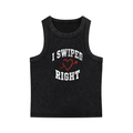 Womens Risky Love Arrow Heart Snow Washed Tank Top
