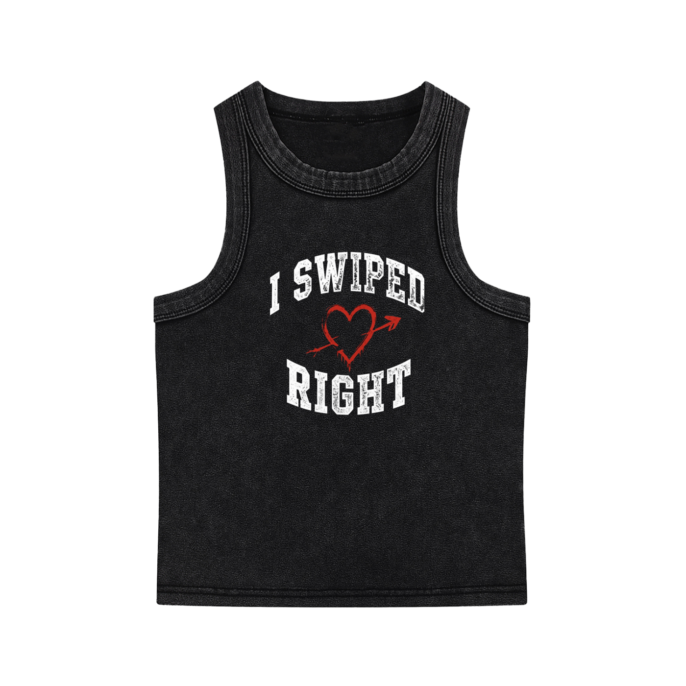 Womens Risky Love Arrow Heart Snow Washed Tank Top