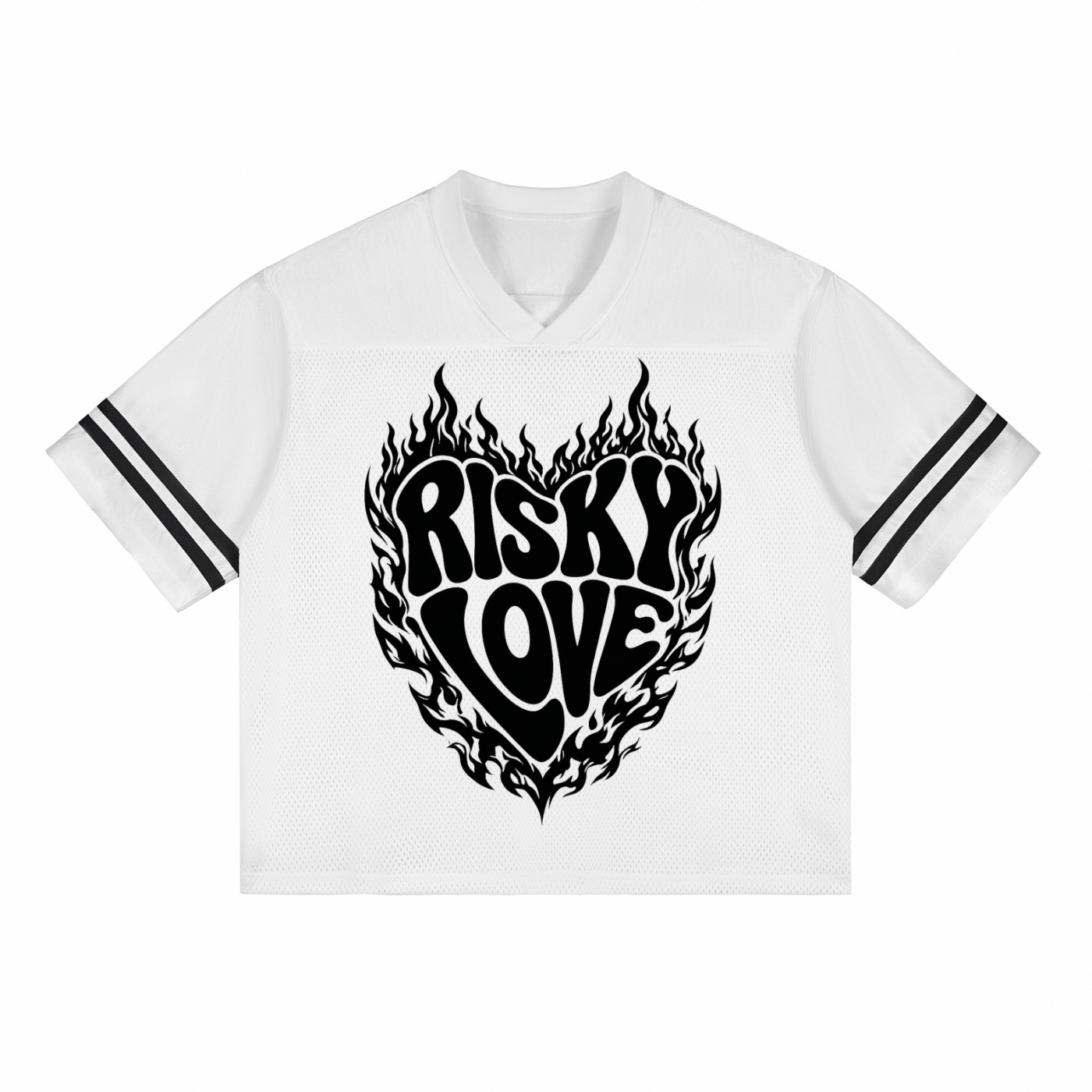 Risky Love Heart Flamed Taped Mesh T-Shirt