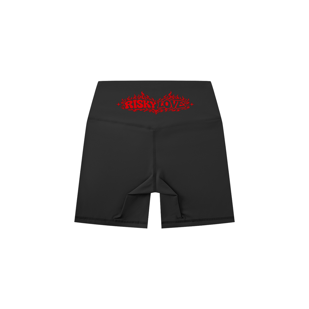 Risky Love Flame Heart Women's High-Waisted Biker Shorts