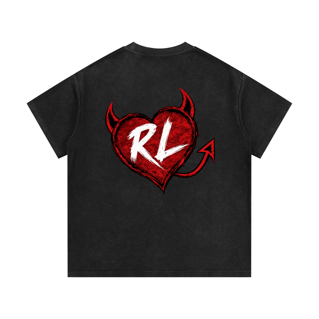 Risk It All Heart Tail Combo Mineral Wash Waffle Knit T-Shirt