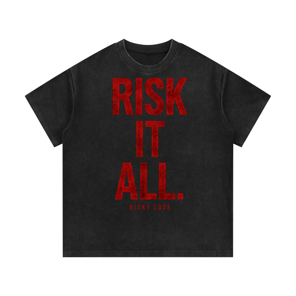 Risk It All Heart Tail Combo Mineral Wash Waffle Knit T-Shirt
