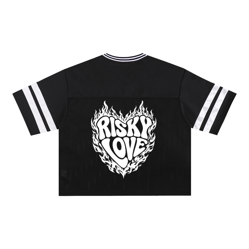 Men Flame Risky Love Taped Mesh Boxy T-Shirt