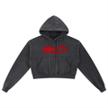 Women's Risky Love Tail Combo Snow Washed Cropped Hoodie