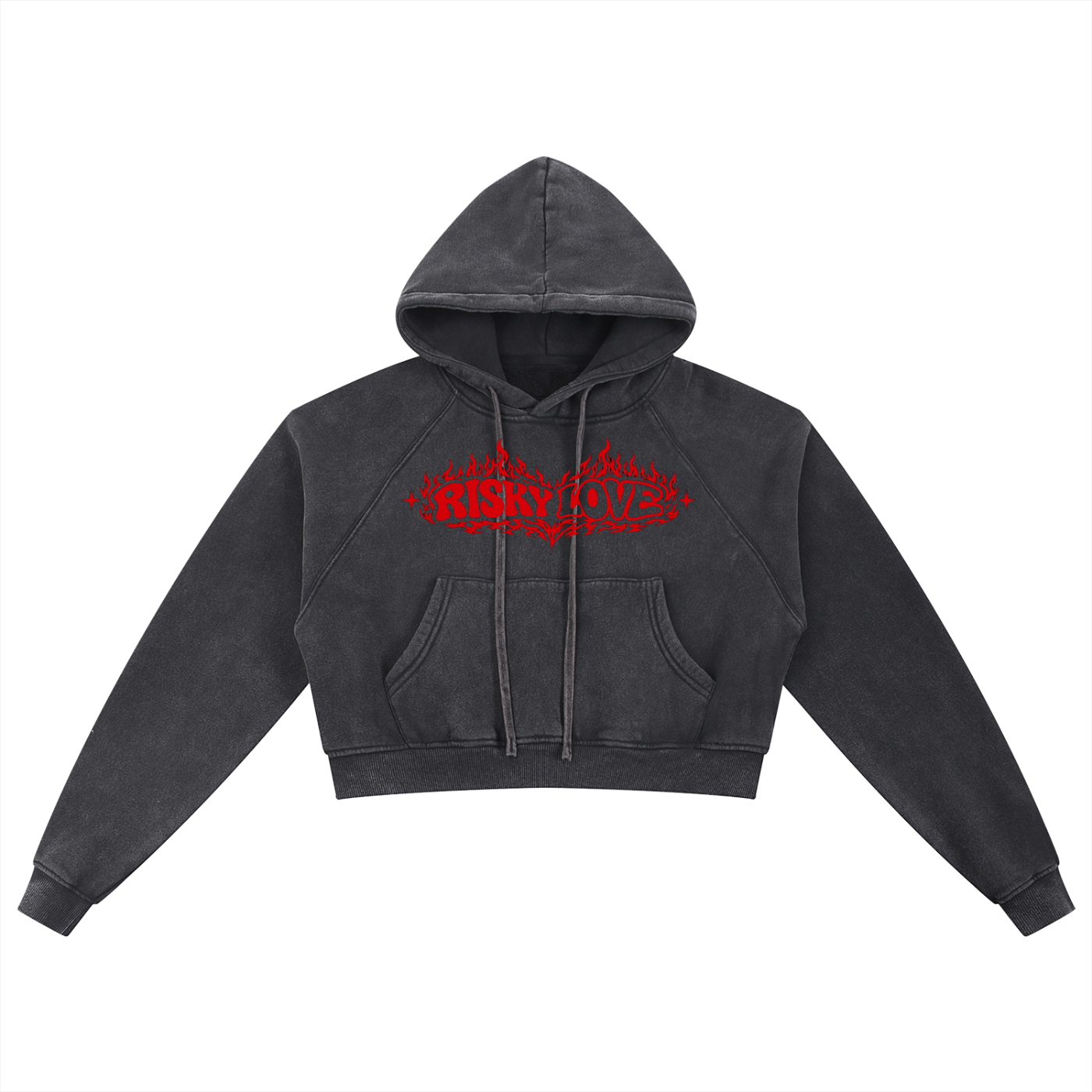 Women's Risky Love Tail Combo Snow Washed Cropped Hoodie