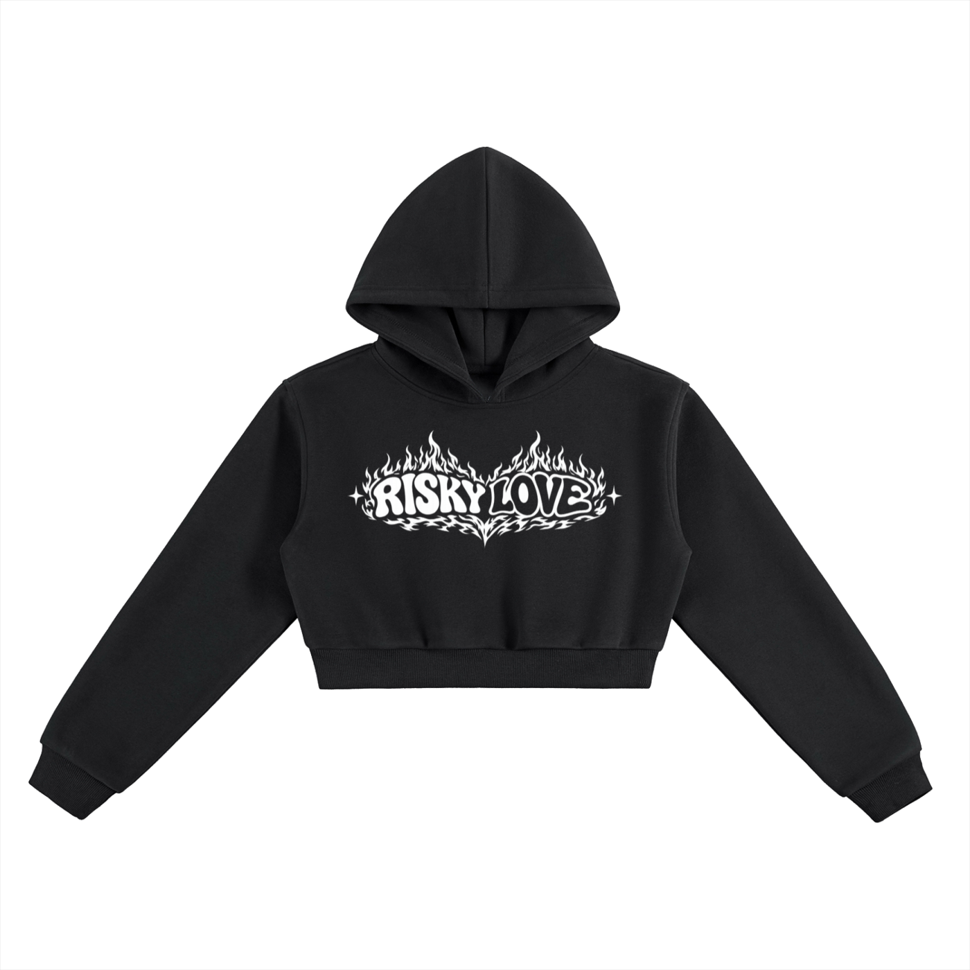 Black Risky Love Essential Cropped Hoodie