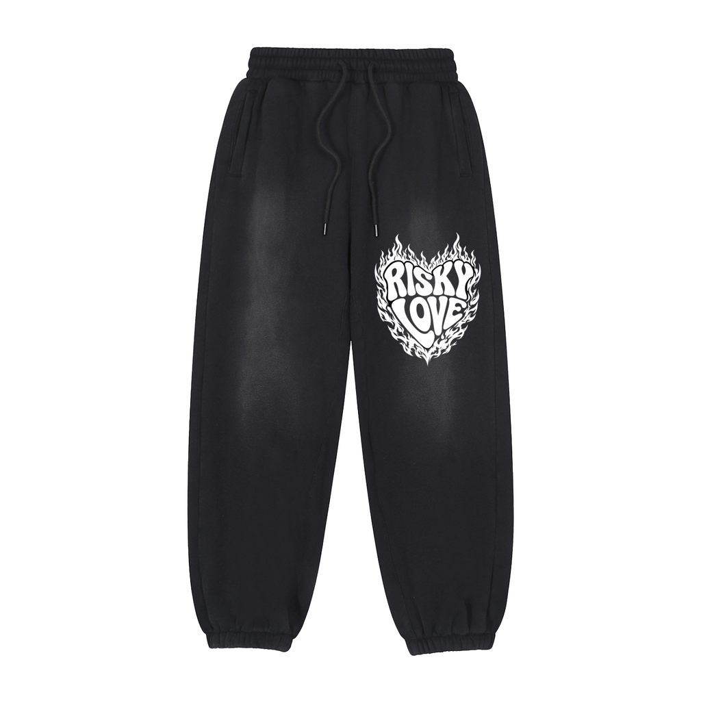 Risky Love Blacxk Vintage Washed Fleece Jogger Sweatpants