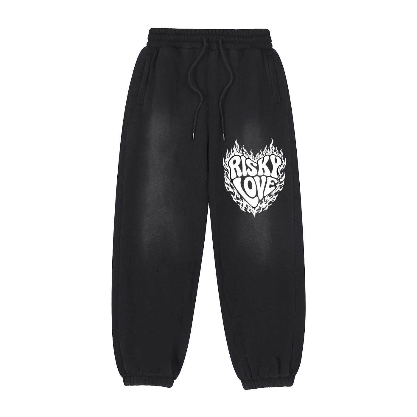 Risky Love Blacxk Vintage Washed Fleece Jogger Sweatpants