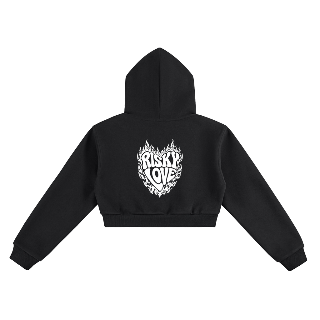 Black Risky Love Essential Cropped Hoodie