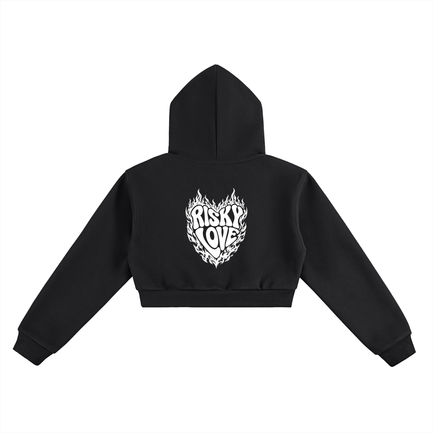 Black Risky Love Essential Cropped Hoodie