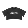 Women's White Flame Risky Love Snow Washed Raw Edge Crop Top