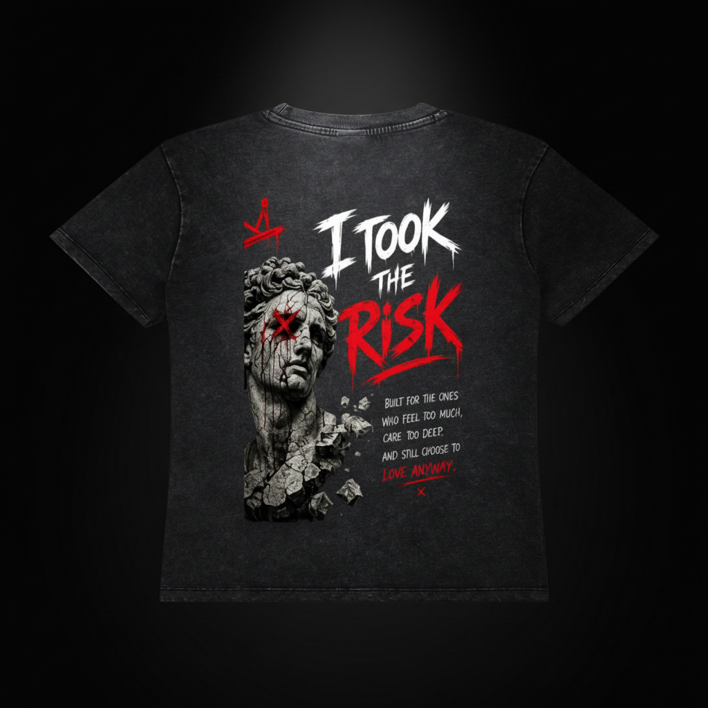 Womens I Took the Risk Vintage Wash Drop Shoulder T-shirt