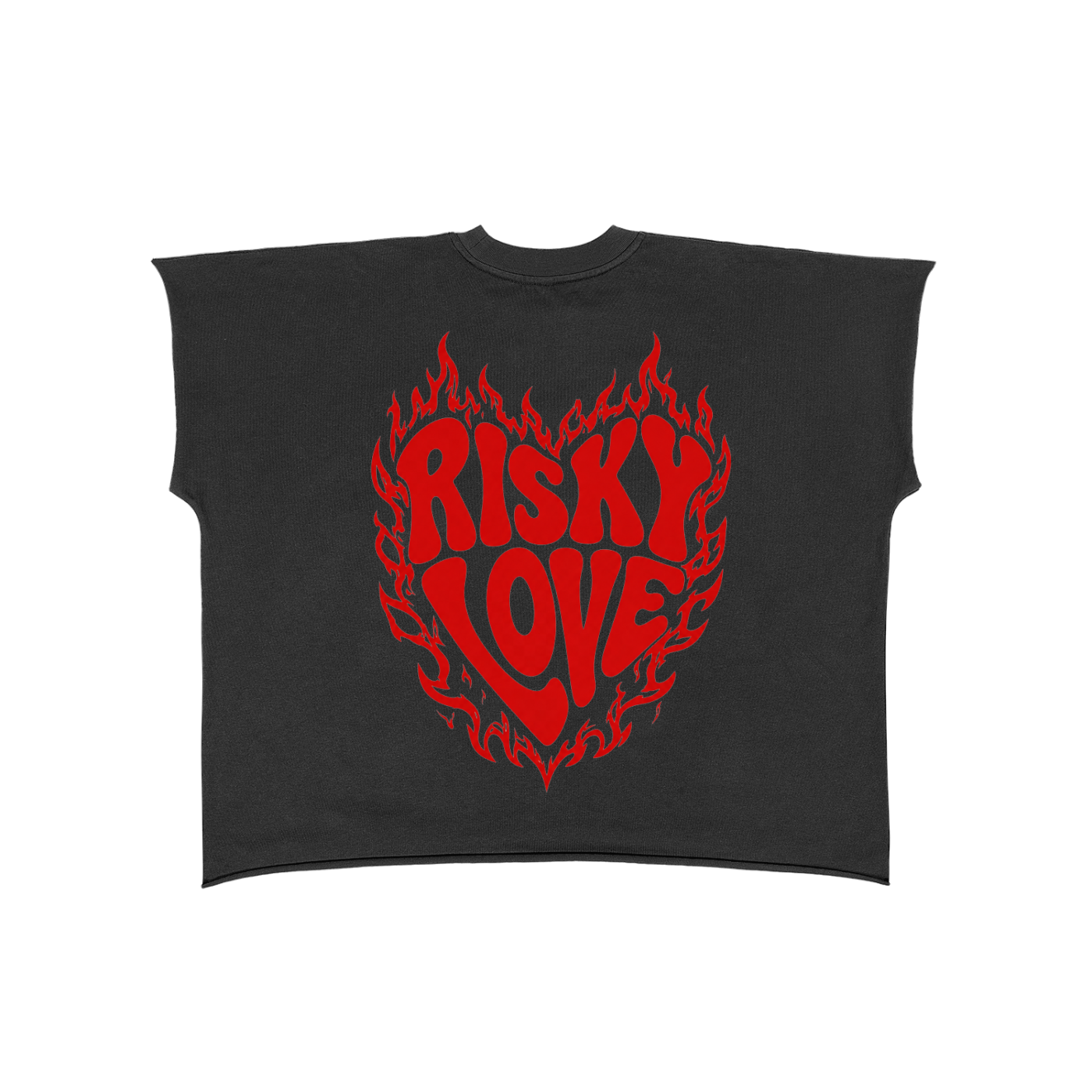 Risky Love Tail Combo Raw Edge Boxy Non-Shrink T-Shirt