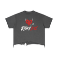 Risky Love Tail Vintage Wash Boxy Distressed Hem T-Shirt
