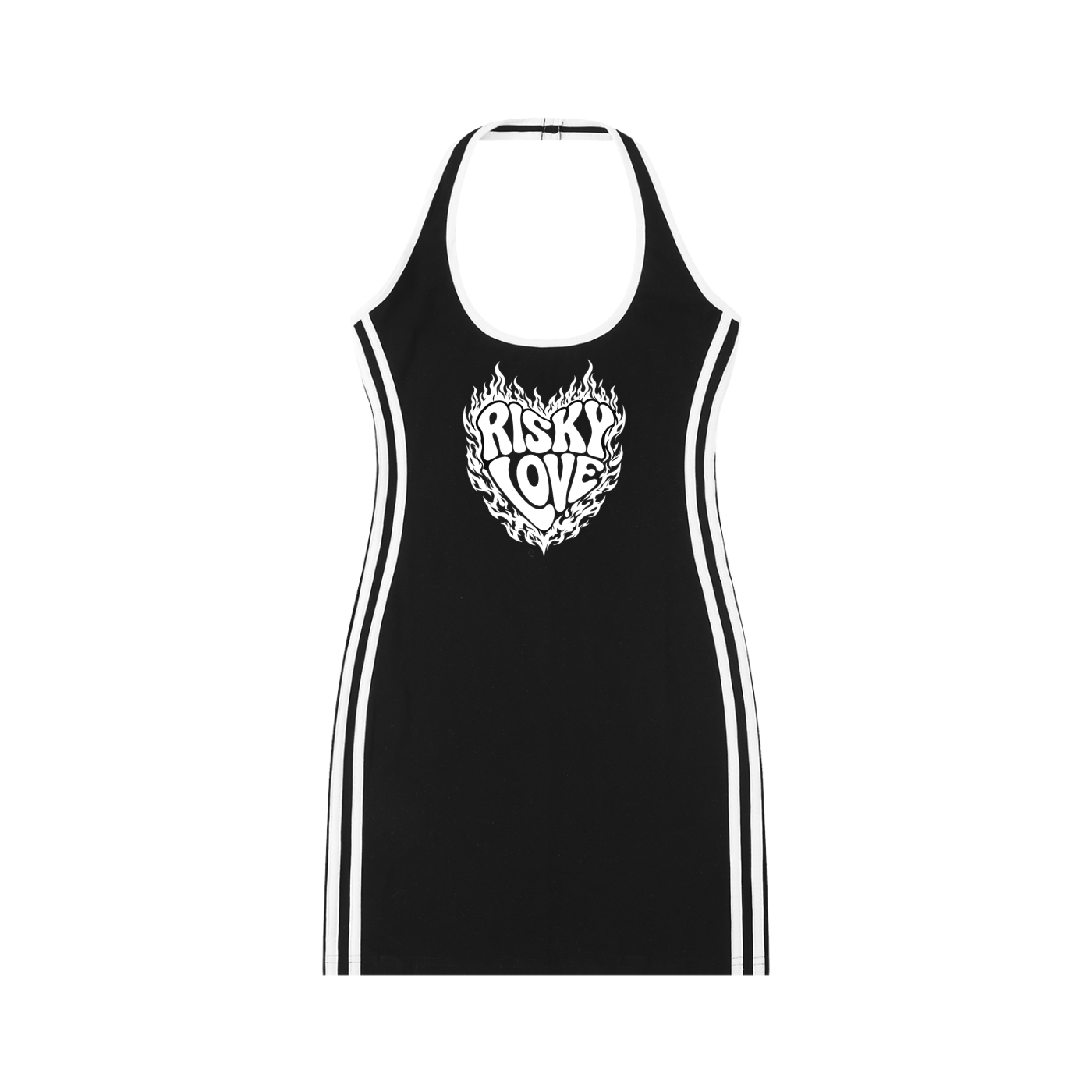 Women's Risky Love Heart Flame Binding Tight Halter Dress