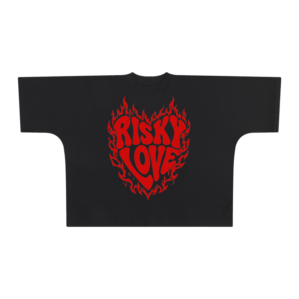 Risky Heart Flamed Oversized One-Piece Boxy T-Shirt