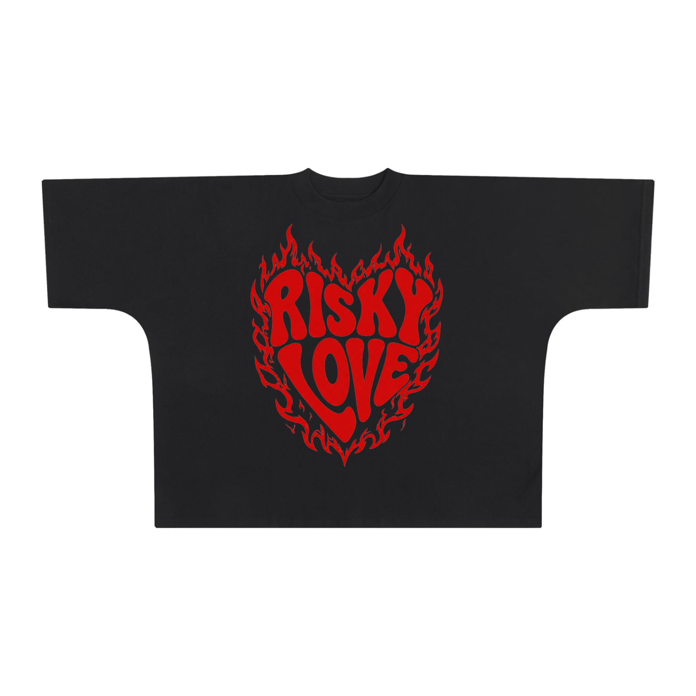 Risky Heart Flamed Oversized One-Piece Boxy T-Shirt