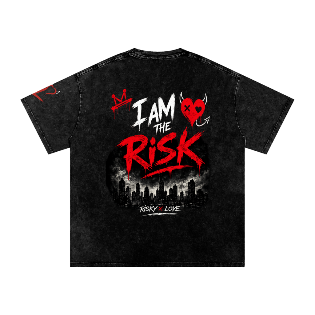 Unisex I Am The Risk Snow Washed Oversized Cotton T-Shirt