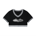 Women's Color Block V-Neck Crop T-Shirt