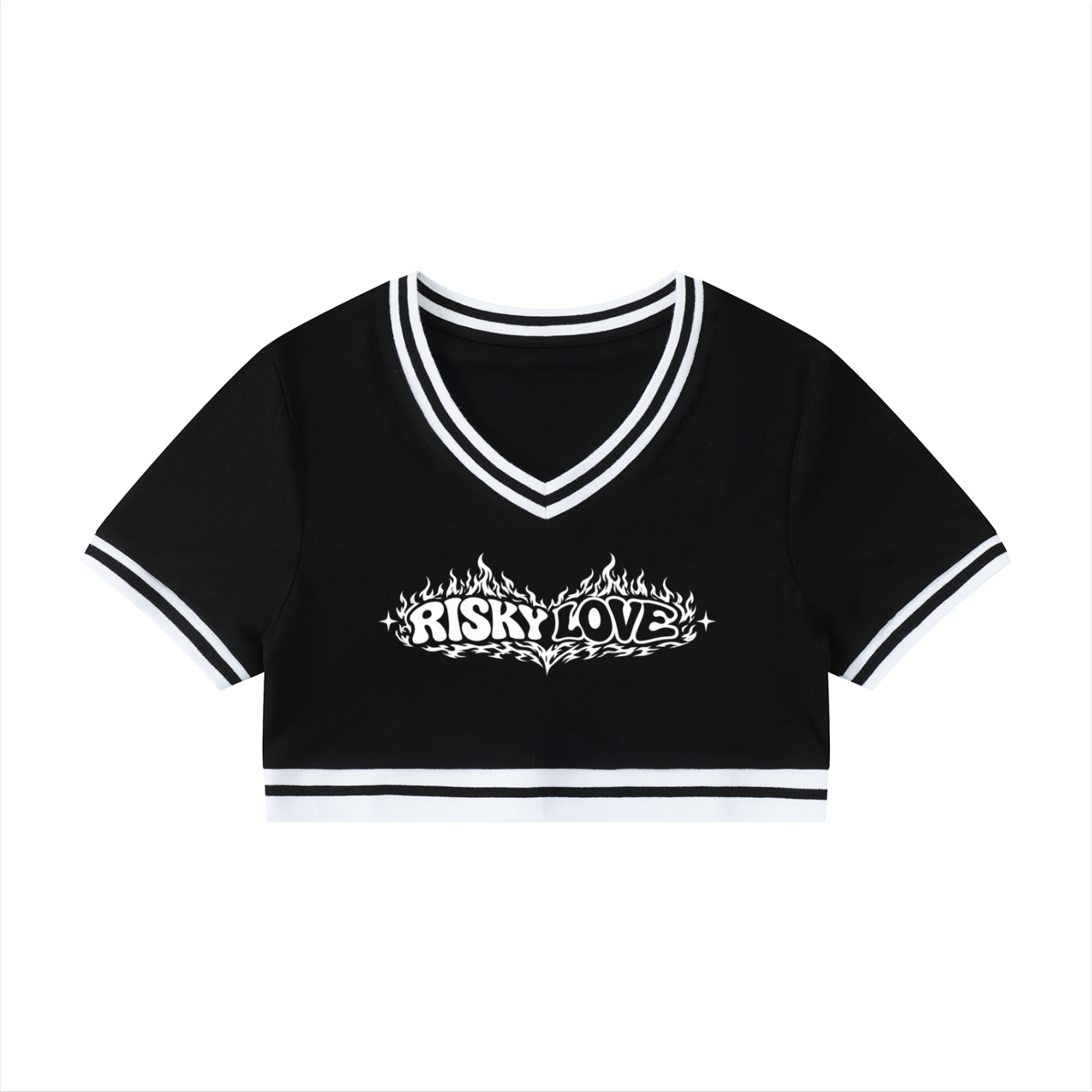 Women's Color Block V-Neck Crop T-Shirt