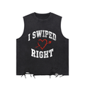 Men's I Swiped Right Snow Washed Raw-Hem Tank Top