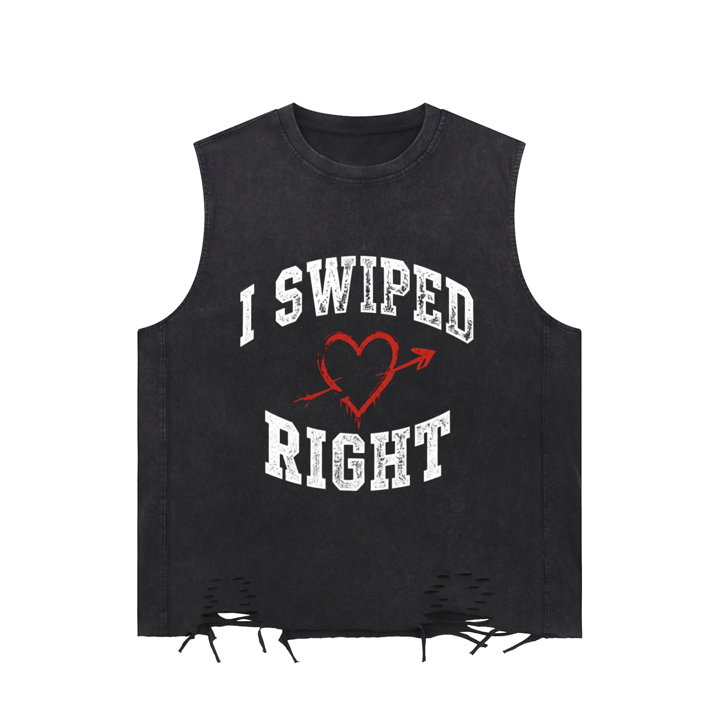 Men's I Swiped Right Snow Washed Raw-Hem Tank Top