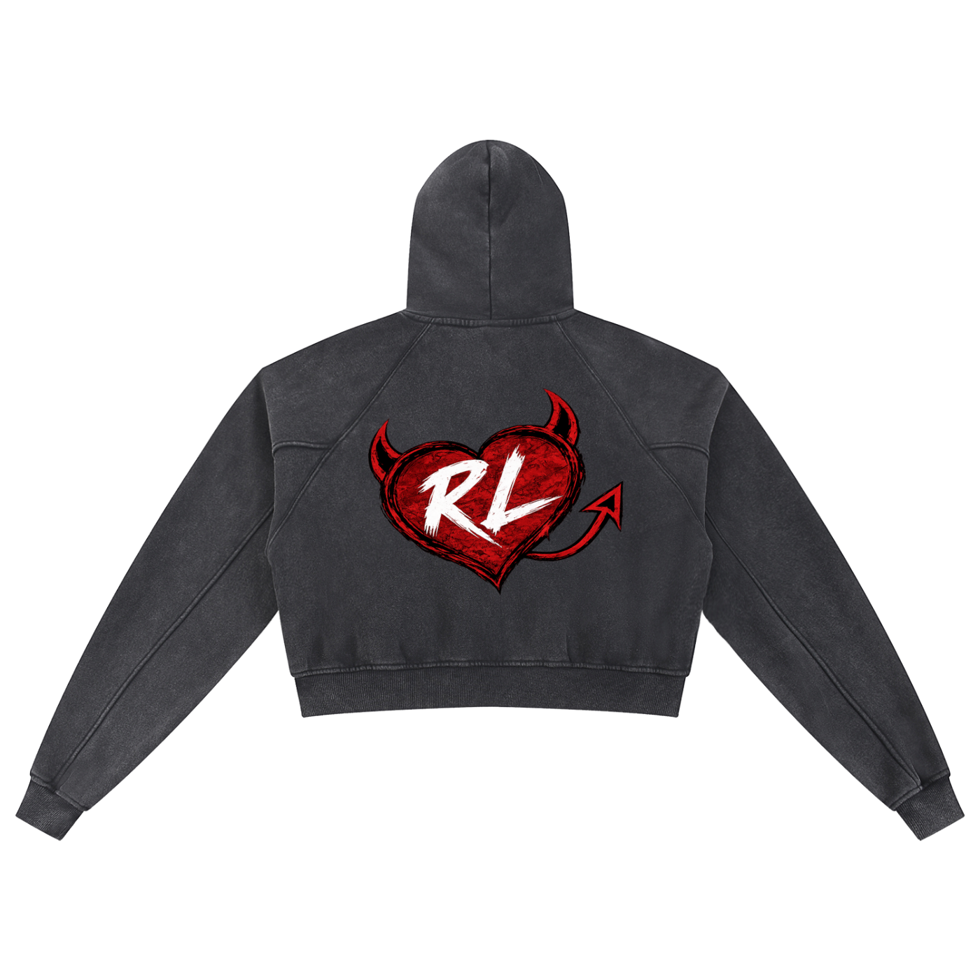Women's Risky Love Tail Combo Snow Washed Cropped Hoodie