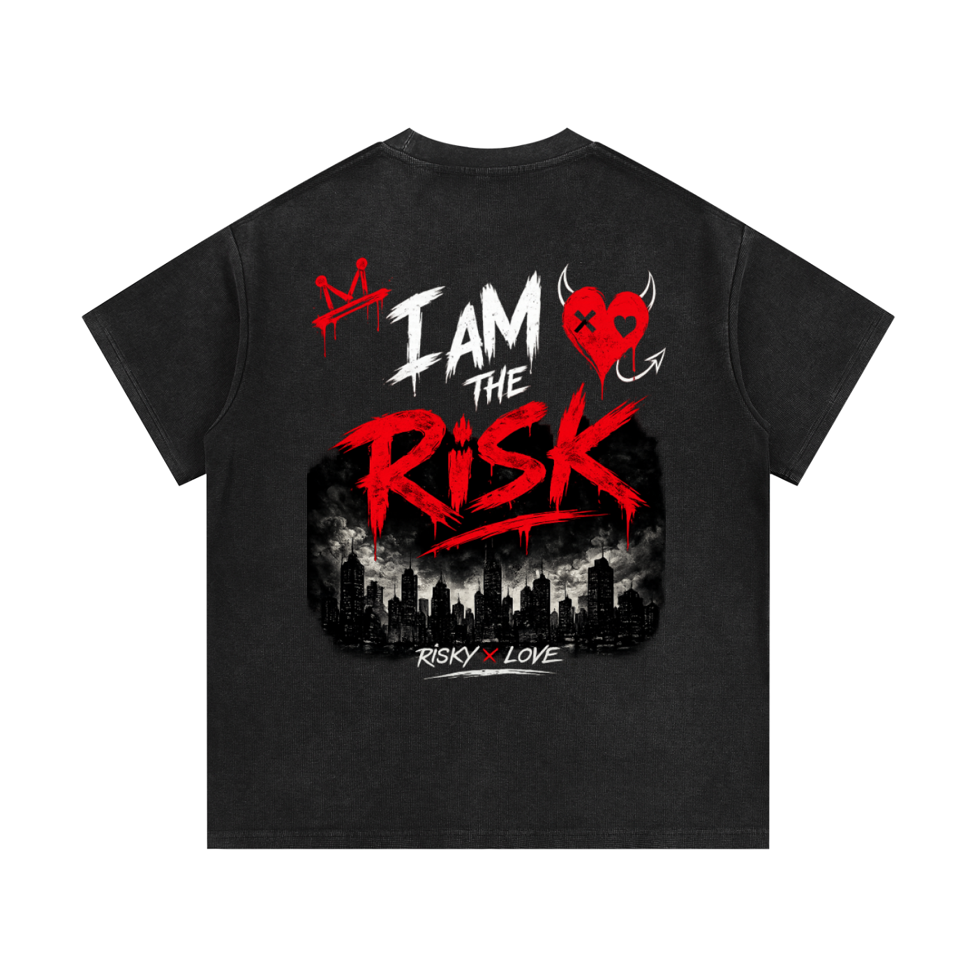 Men's I Am the Risk Mineral Wash Waffle Knit T-Shirt