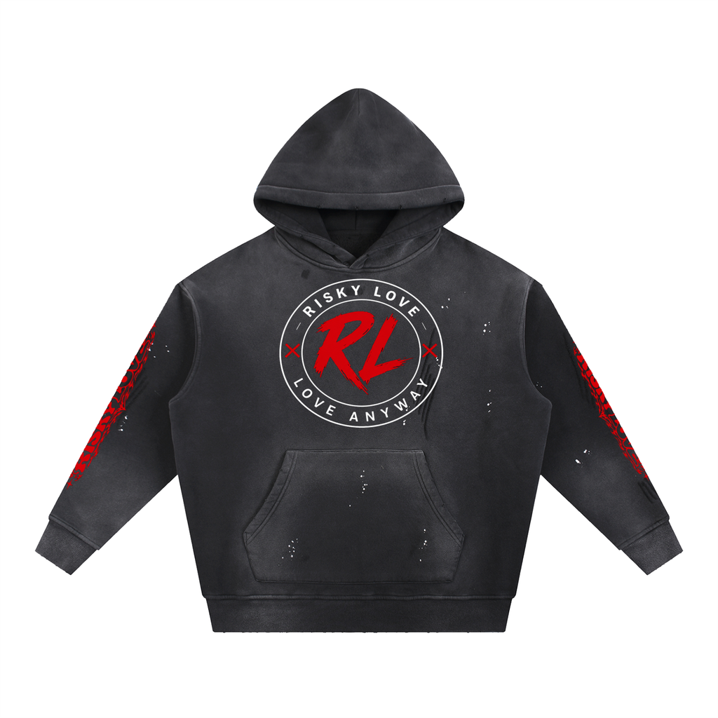 RL Vintage Washed Frayed Fleece Hoodie
