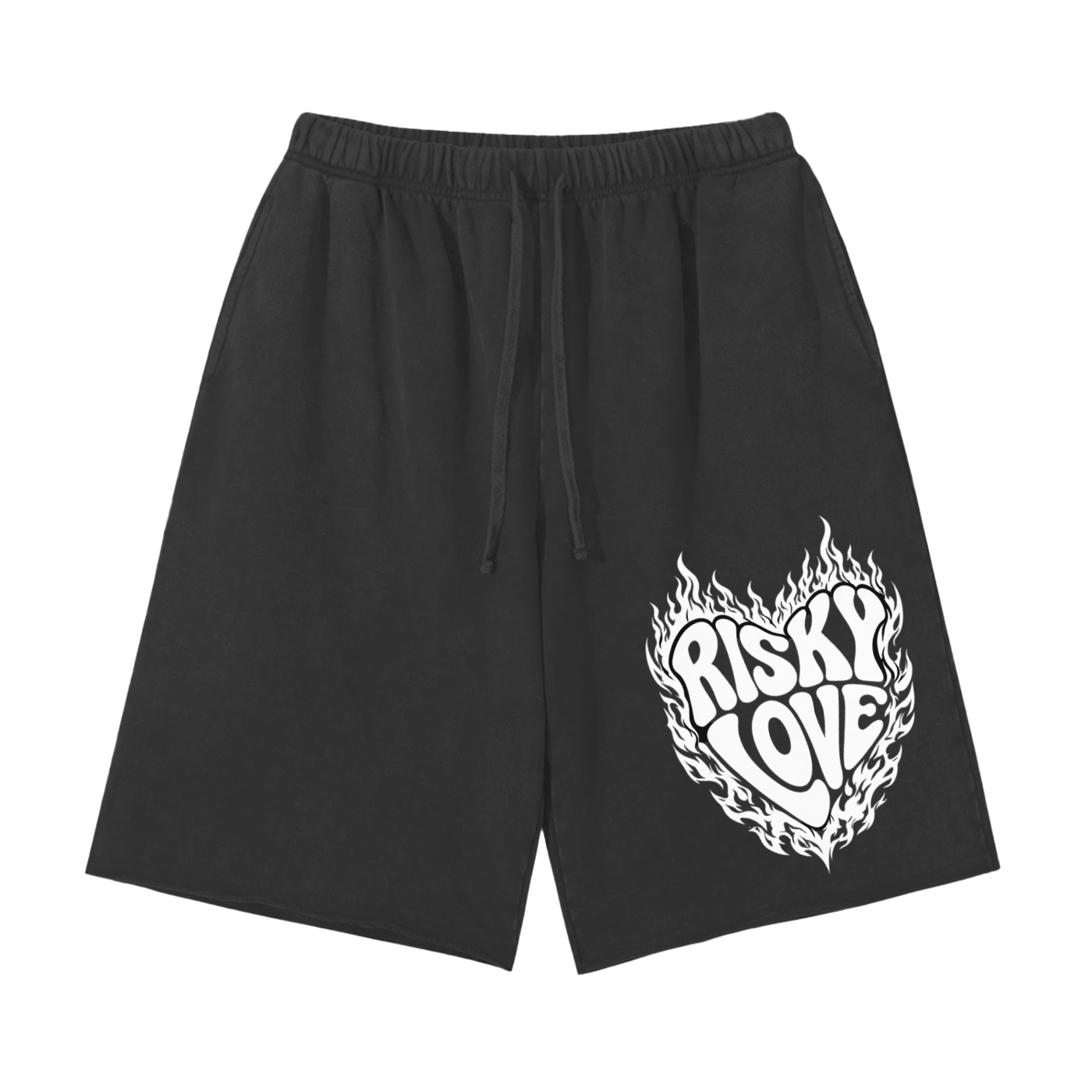 Unisex Risky Love Snow Washed Raw Hem Shorts