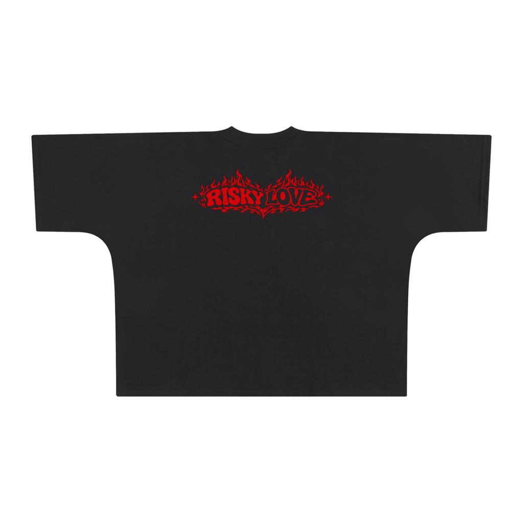 Risky Heart Flamed Oversized One-Piece Boxy T-Shirt
