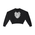 Women's Risky Love Heart White Flamed Vintage Washed Cropped Sweatshirt