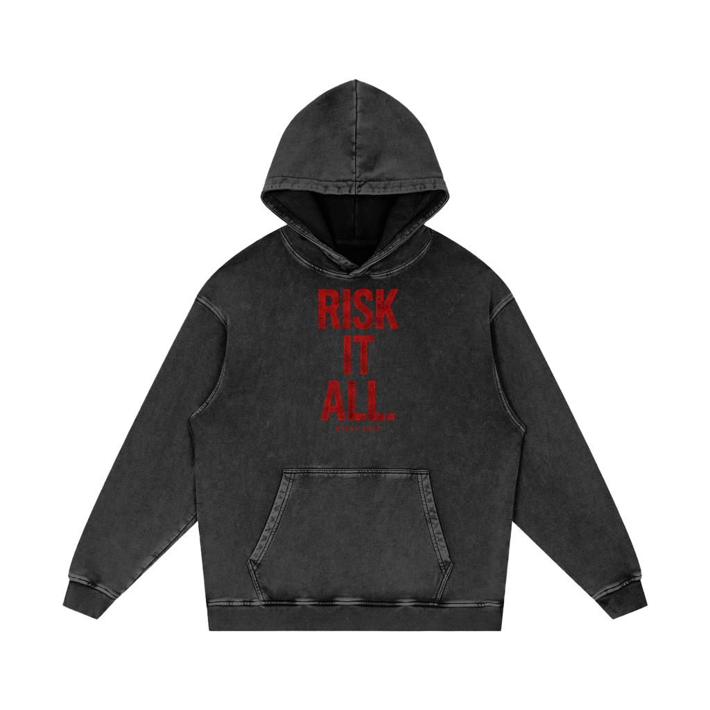 Risky It All Heart Tail Combo Snow Washed Loose Cotton Hoodie