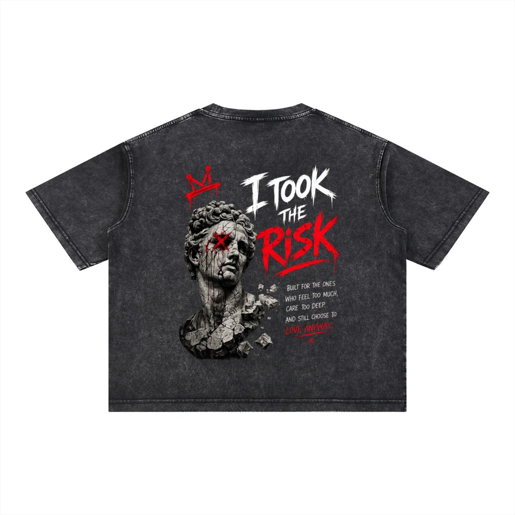 Unisex I took the Risky Mineral Wash Boxy Cotton T-Shirt
