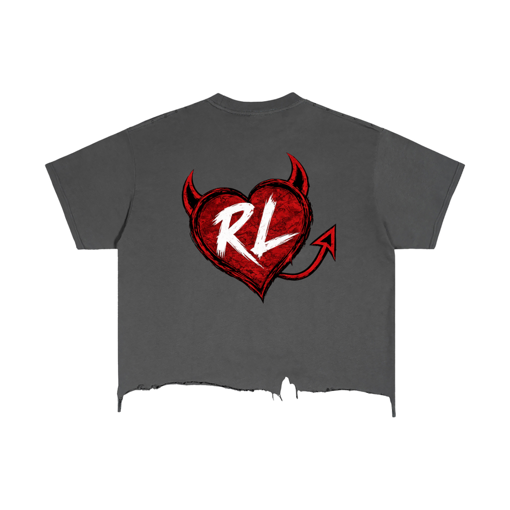 Risky Love Tail Vintage Wash Boxy Distressed Hem T-Shirt