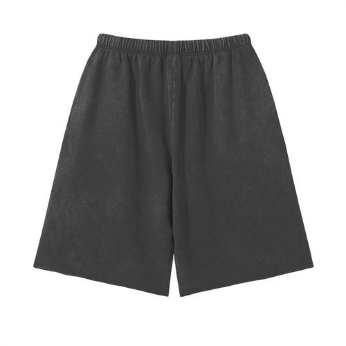 Men's Flame Heart Risky Love Snow Washed Raw Hem Shorts