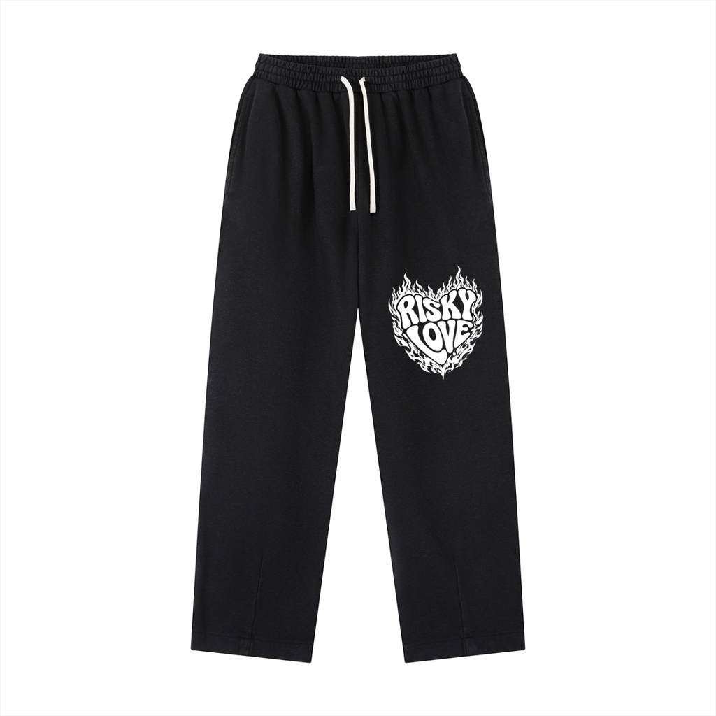 Women's Risky Love Flamed Heart Vintage Washed Drawstring Sweatpants