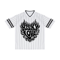 Risky Love Heart Flamed Unisex Striped Loose V-Neck T-Shirt