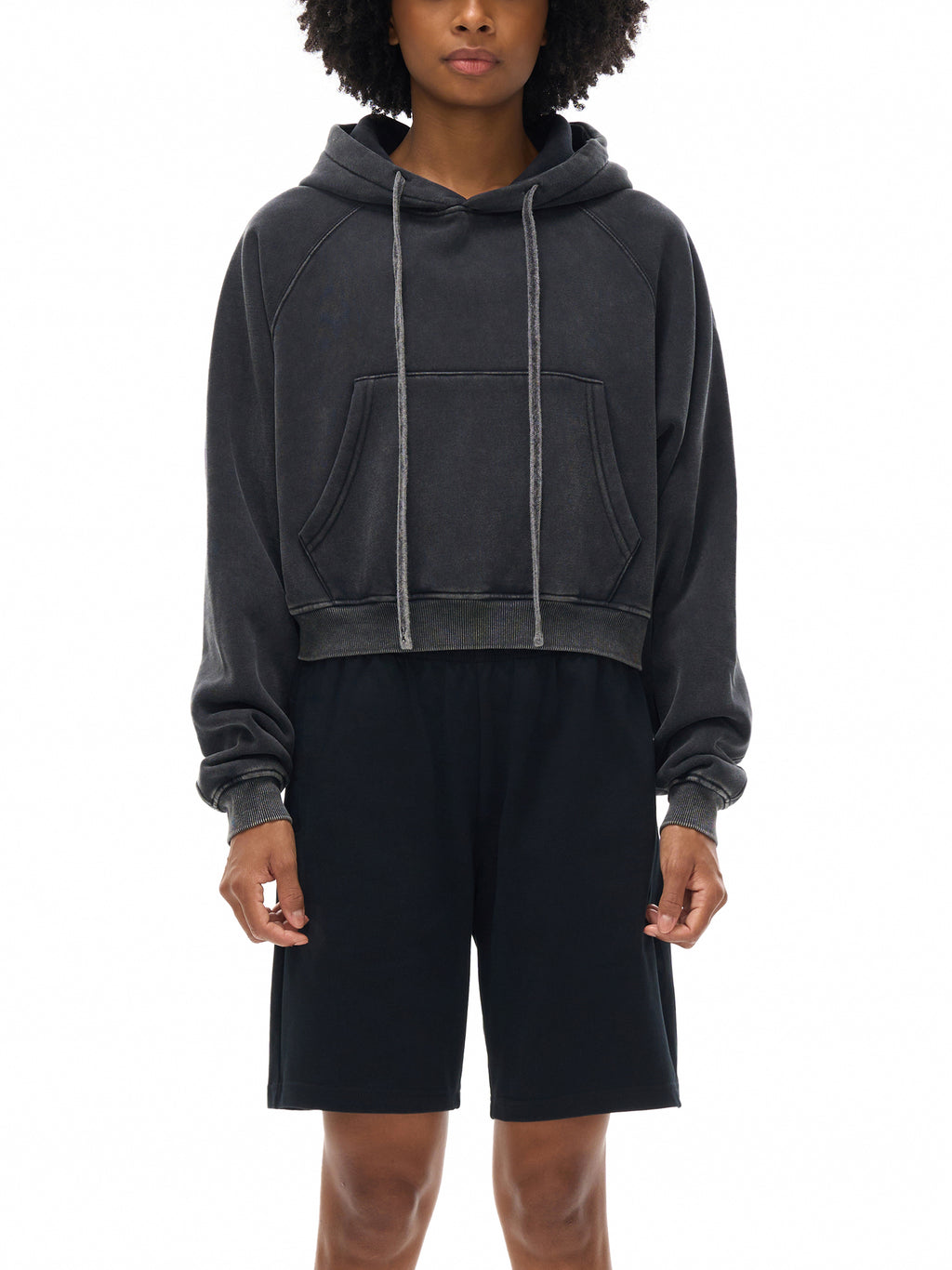 Women's Risky Love Tail Combo Snow Washed Cropped Hoodie