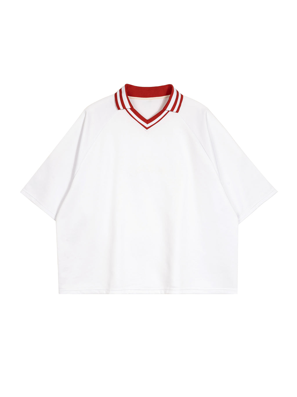 Risky Love Heart Tail Contrast Lapel Collar Boxy T-Shirt
