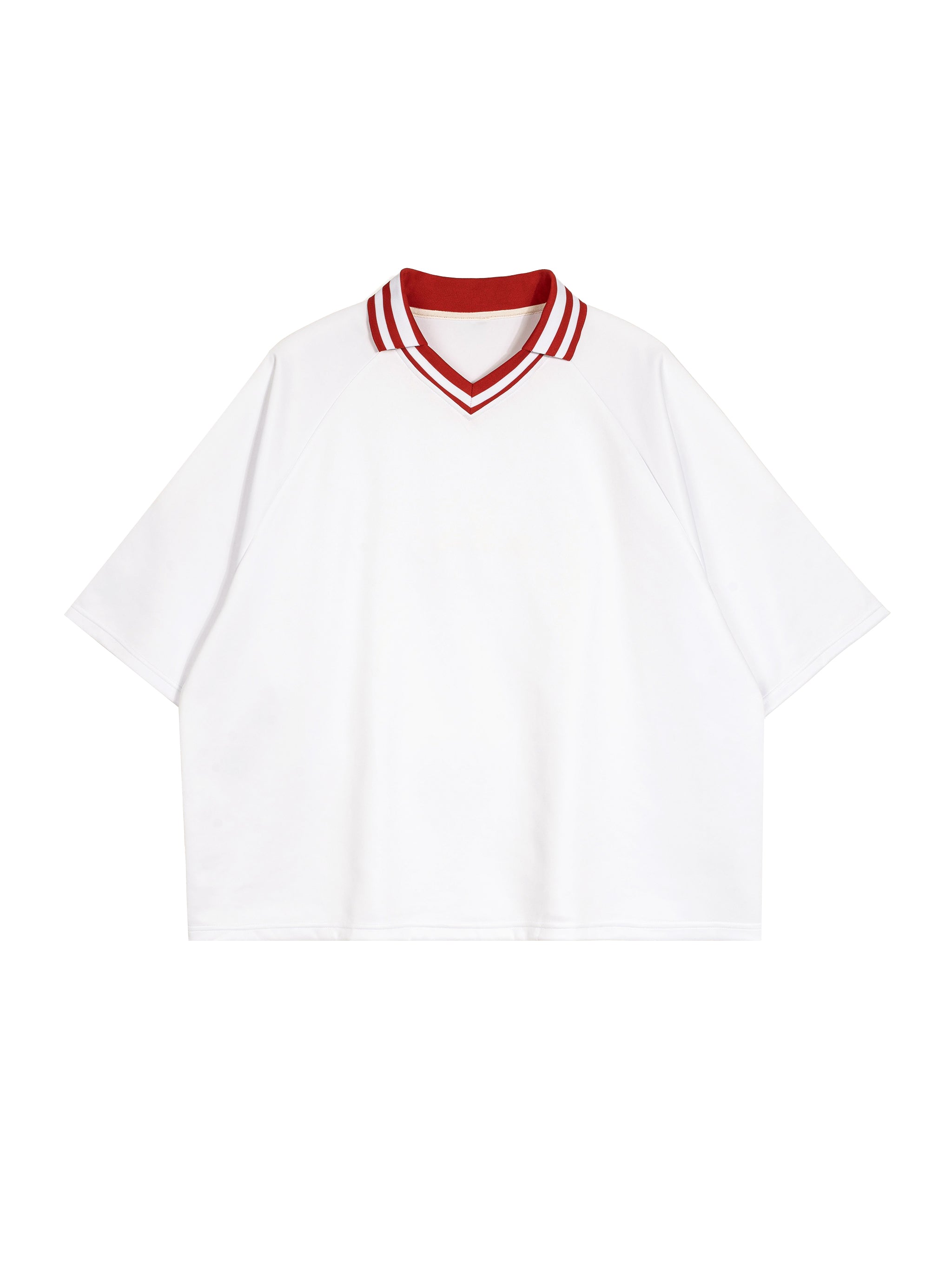 Risky Love Heart Tail Contrast Lapel Collar Boxy T-Shirt