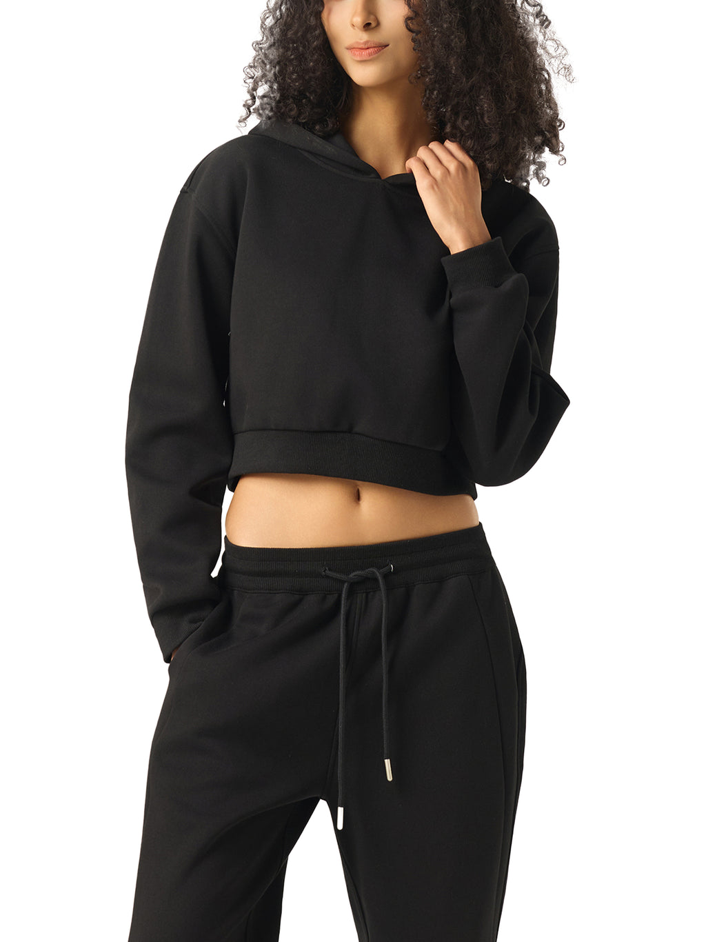 Black Risky Love Essential Cropped Hoodie